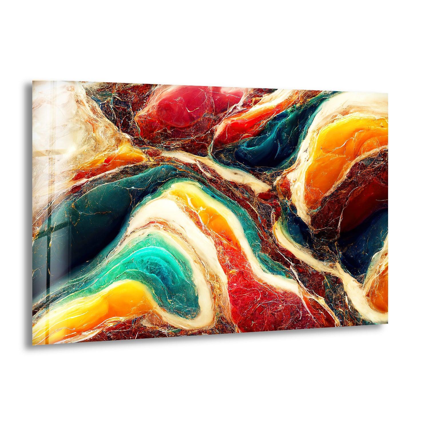 Vibrant Abstract Onyx Marble Glass Wall Art - Modern Home Decor for Living Room, Bedroom & Office