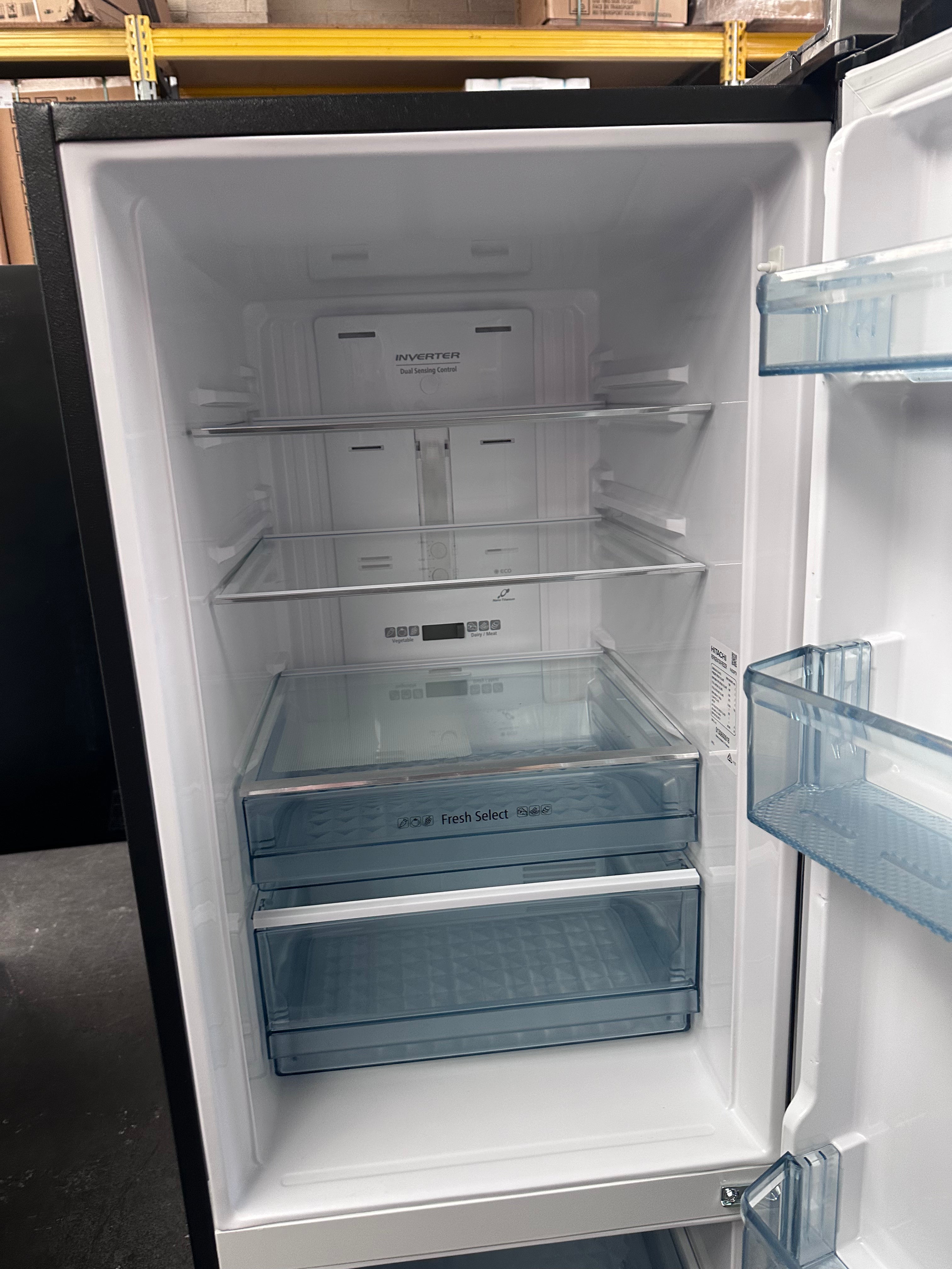 Hitachi 303L RB330PT9BSL Bottom Mount Refrigerator - Energy Efficient, Stainless Steel Finish [Factory Second] for Modern Kitchen & Small Apartment