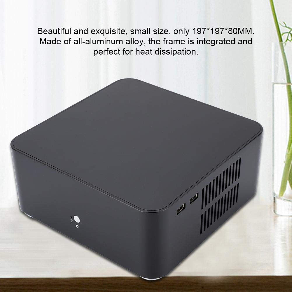 L80 Mini-ITX PC Gaming Case - Compact Aluminum Computer Case for ITX Motherboard (170x170mm) | HTPC & Gaming Builds | Black with USB 2.0 | Perfect for Small Spaces & Home Theater Setups