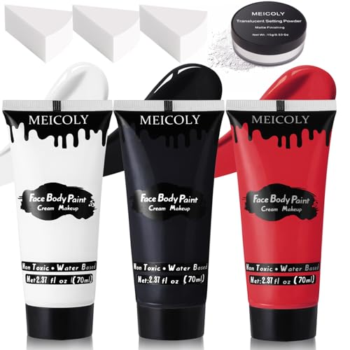 black white red face body paint set