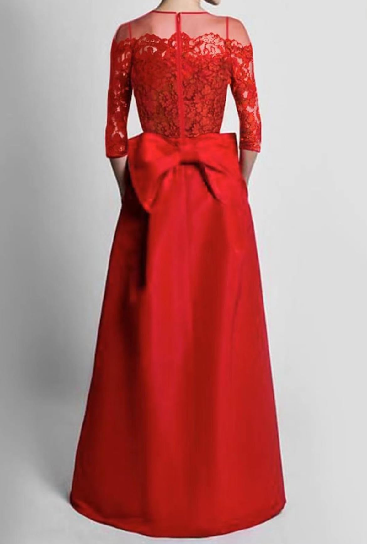 VENNYNG Women's Elegant Lace Jumpsuit with Detachable Train - 3/4 Sleeve Evening Gown for Wedding Guest, Party & Formal Events - Floor Length Pantsuit with Pockets | Perfect for Galas, Cocktail Parties & Special Occasions