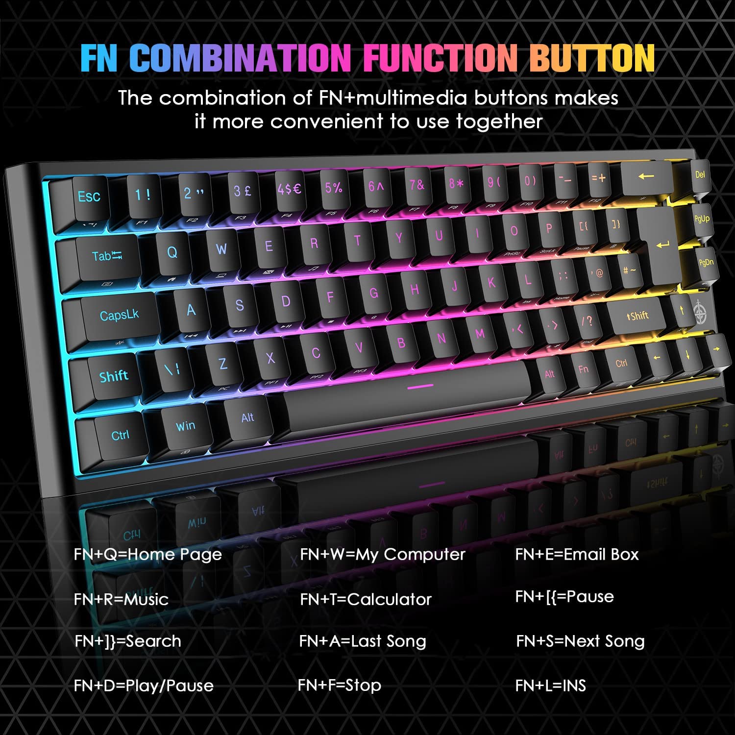LexonElec 60% RGB Mechanical Keyboard - Red Switches for Gaming & Office