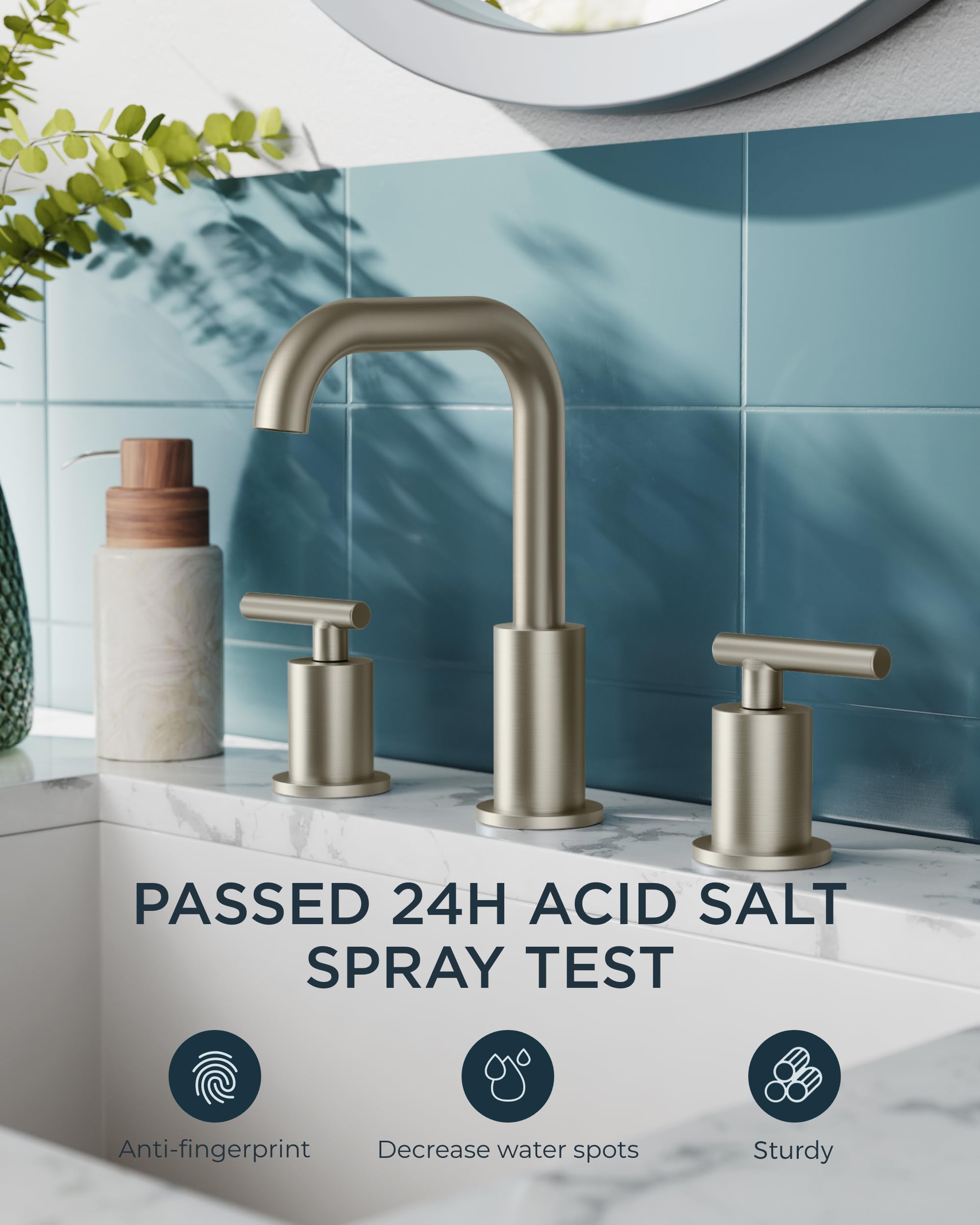 FORIOUS 8 Inch Brushed Nickel Widespread Bathroom Faucet - 2 Handle 360° Swivel Sink Faucet with Pop-Up Drain & Hoses - Perfect for Vanity, Restroom, RV & Lavatory Sinks | Easy Installation & Modern Design for Home & Commercial Use