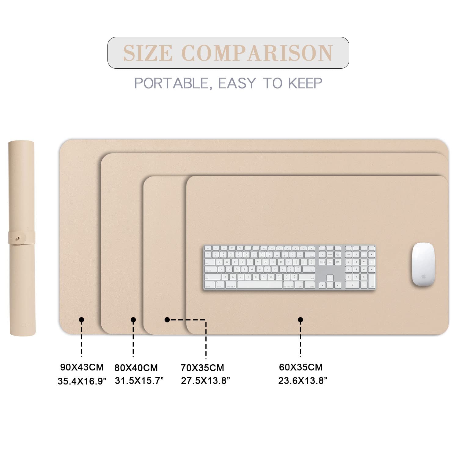 DOBAOJIA Large Desk Mat 70x35cm - Waterproof PU Leather & Non-Slip Suede Base - Office Desk Pad for Keyboard, Mouse & Writing - Perfect for Home, Work & Gaming Setup (Beige) | Enhance Productivity & Protect Your Desk