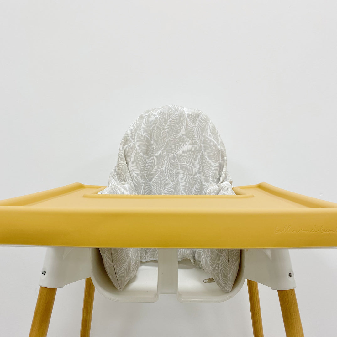 IKEA High Chair Cushion Cover - Soft Beige Leaf Pattern - Waterproof & Washable - Perfect for Baby Feeding & Toddler Dining Chairs