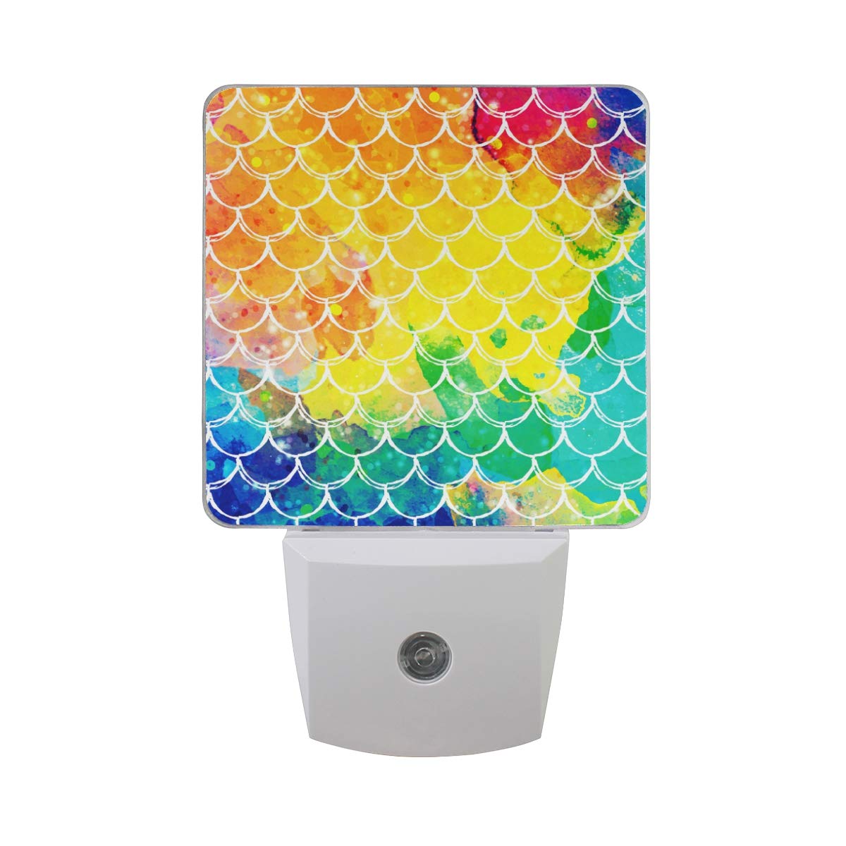 VIKKO 2 Pack Rainbow Fish Mermaid Scale Wave Night Light - LED Plug-in Lamp with Dusk to Dawn Sensor for Kids & Adults - Perfect for Bedroom, Nursery, Living Room, Hallway Decor - Creates Soothing Ambiance for Sleep, Relaxation and Home Decoration