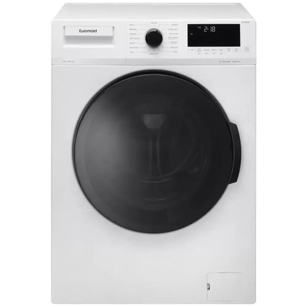 Euromaid EFLP1000W 10kg Front Load Washing Machine - Energy Efficient, Quiet Operation, Large Capacity - Perfect for Apartments, Laundry Rooms & Small Homes (White)