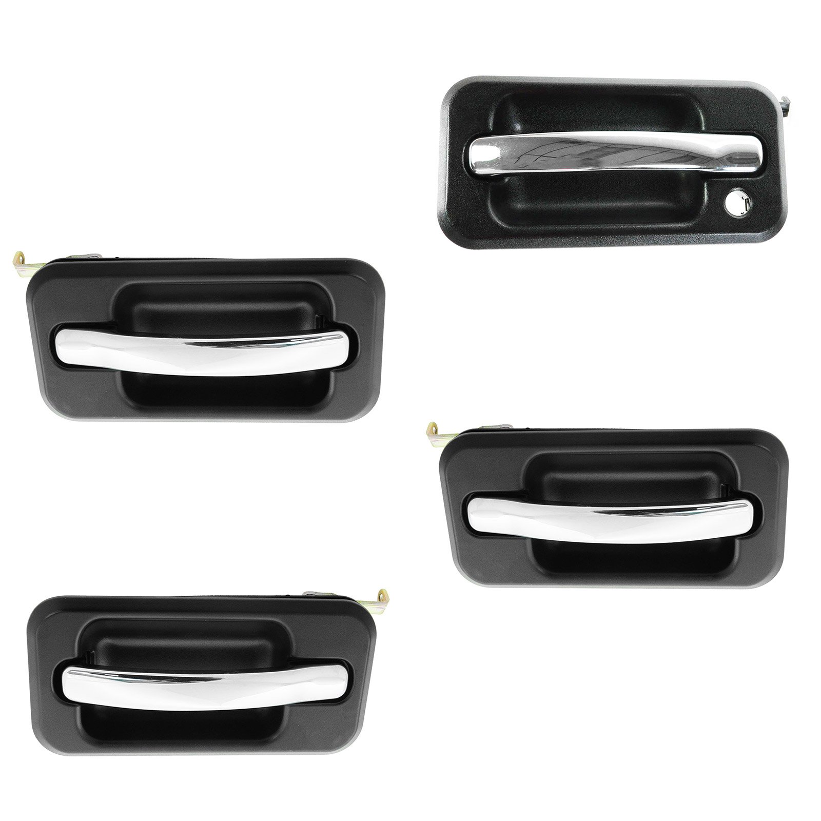 Chrome & Black Exterior Door Handle Kit (Set of 4) for 2006-2009 Hummer H2 - Durable Replacement Handles for Off-Roading & Daily Driving