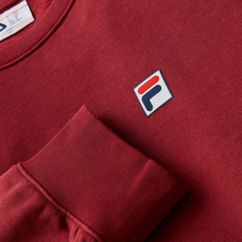 Fila Unisex Classic Relaxed Fit Sweatshirt - Tibetan Red | Comfortable Cotton Pullover for Men & Women | Perfect for Casual Wear, Gym, and Outdoor Activities