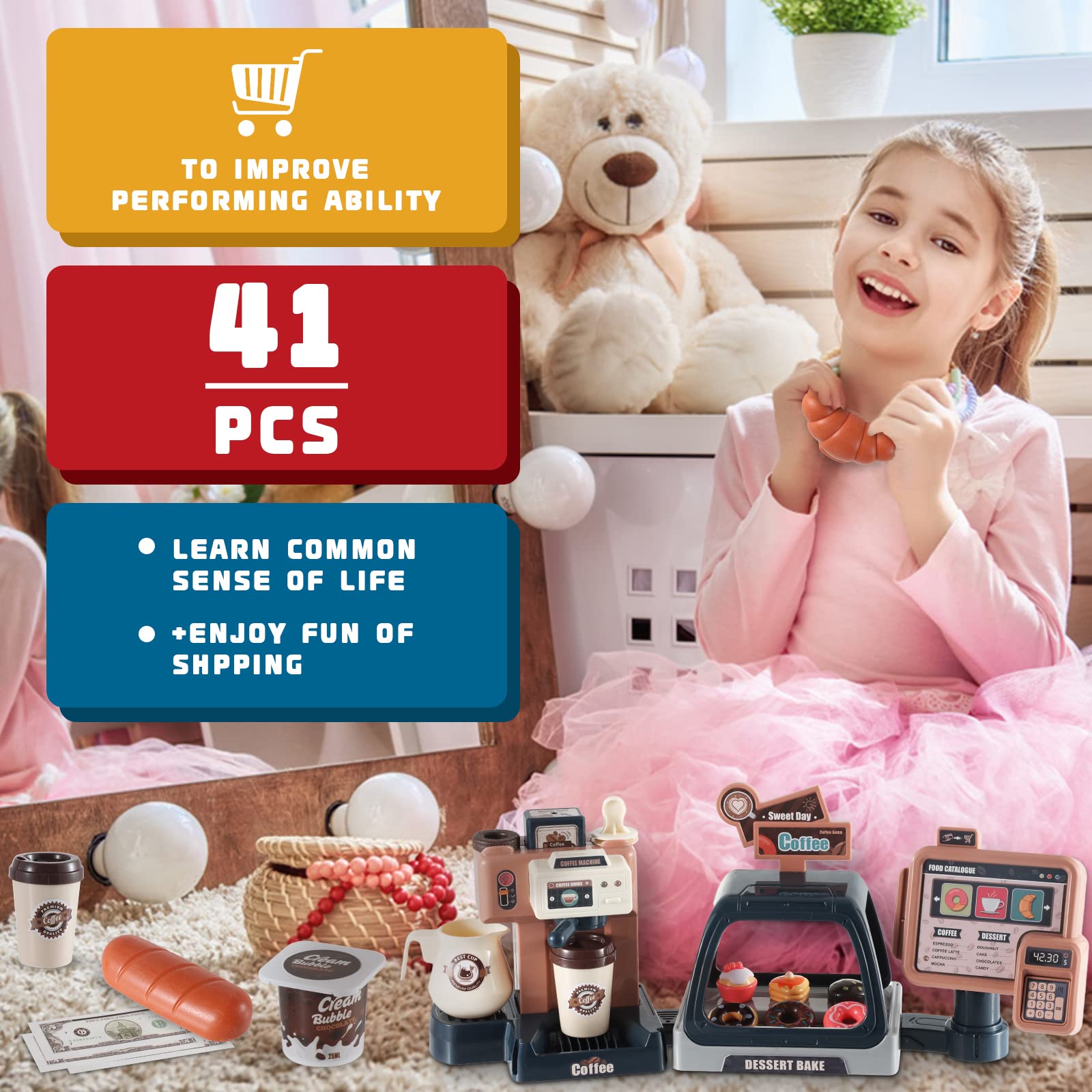 **Kids Pretend Play Coffee Maker Toy Set - Barista Playset for Boys & Girls - Fun Toy Coffee Shop with Realistic Sounds & Accessories - Perfect for Imaginative Play & Role-Playing Games**
