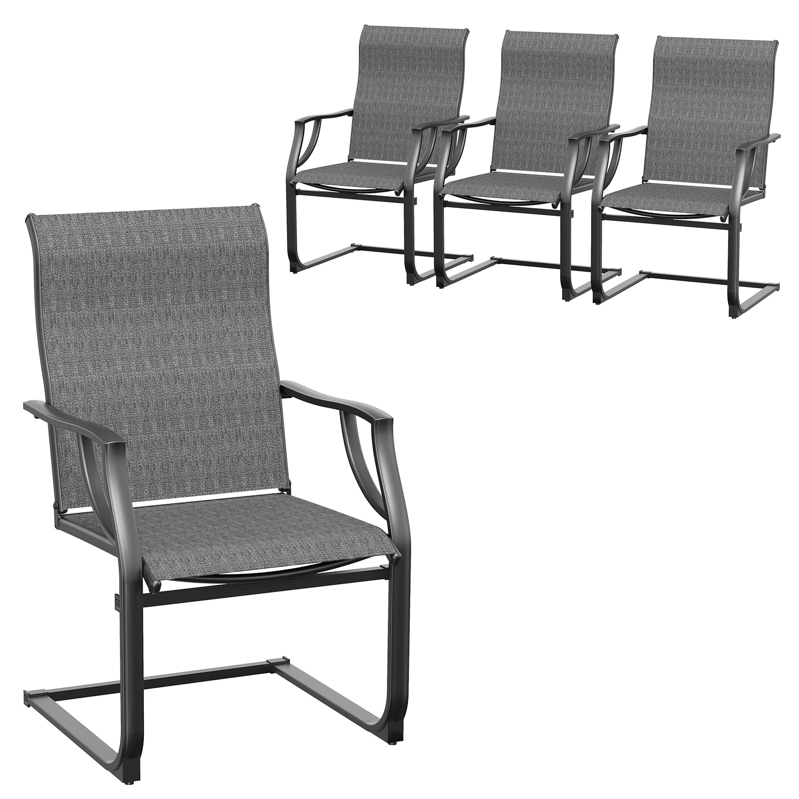 Amopatio 4-Piece Patio Chairs Set - All-Weather Outdoor Dining Chairs with Breathable Design - Grey Garden Furniture for Backyard, Deck & Poolside Relaxation