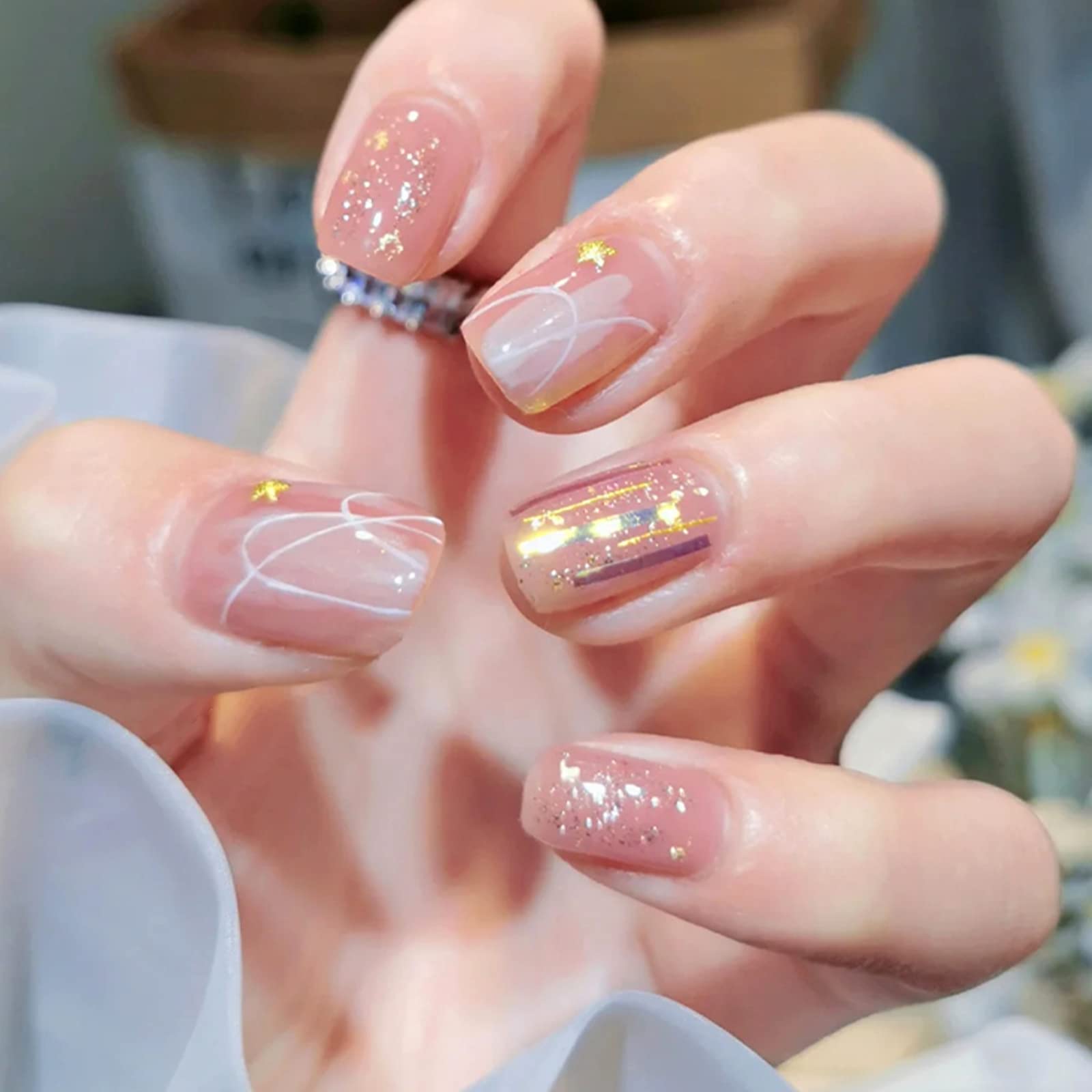 Holographic Nail Glitter Flakes - 12 Grids Iridescent Nail Sequins, Opal Glitter Paillettes for DIY Manicure & Nail Art | Aurora Nail Powder & Foil for Professional Salon & Home Nail Decorations