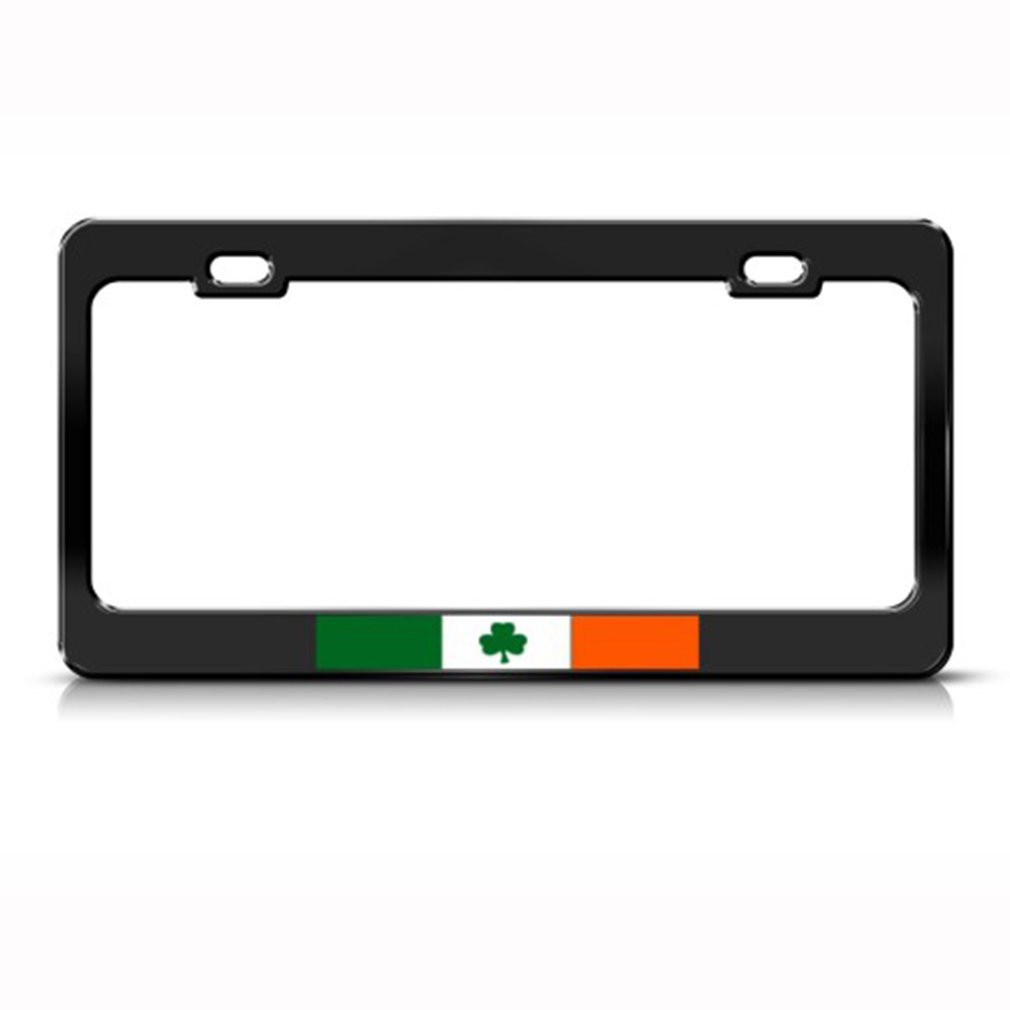Speedy Pros Metal License Plate Frame with Ireland Flag - Irish Country Car Accessories (Black, 2 Holes) - Perfect for Irish Pride & Car Customization