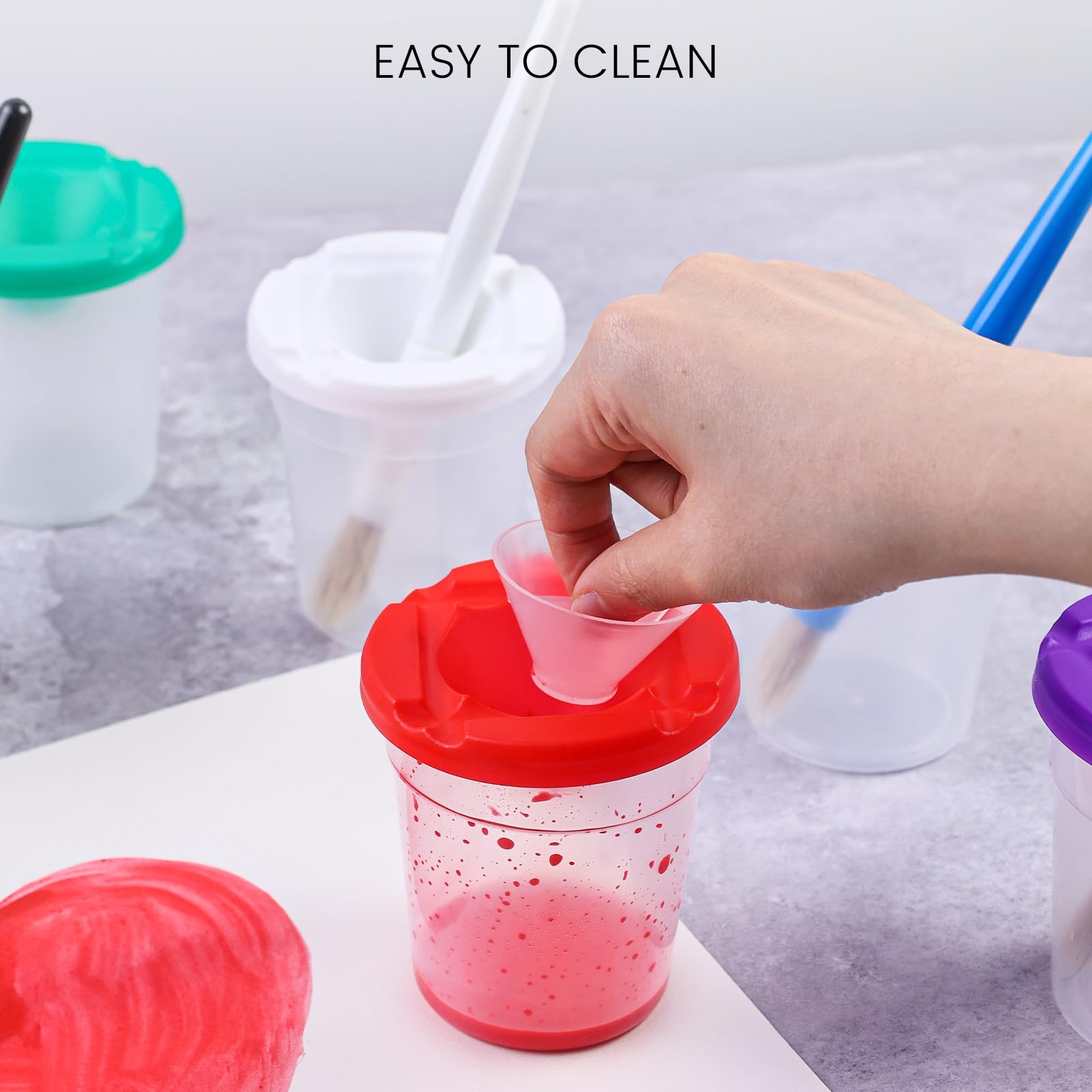 BigOtters Paint Cups with Lids - 10PCS No Spill Paint Containers & Toddler Paint Brushes Set for Kids Art Supplies, Early Learning Toys - Perfect for Classroom Activities, DIY Crafts & Preschool Painting Projects