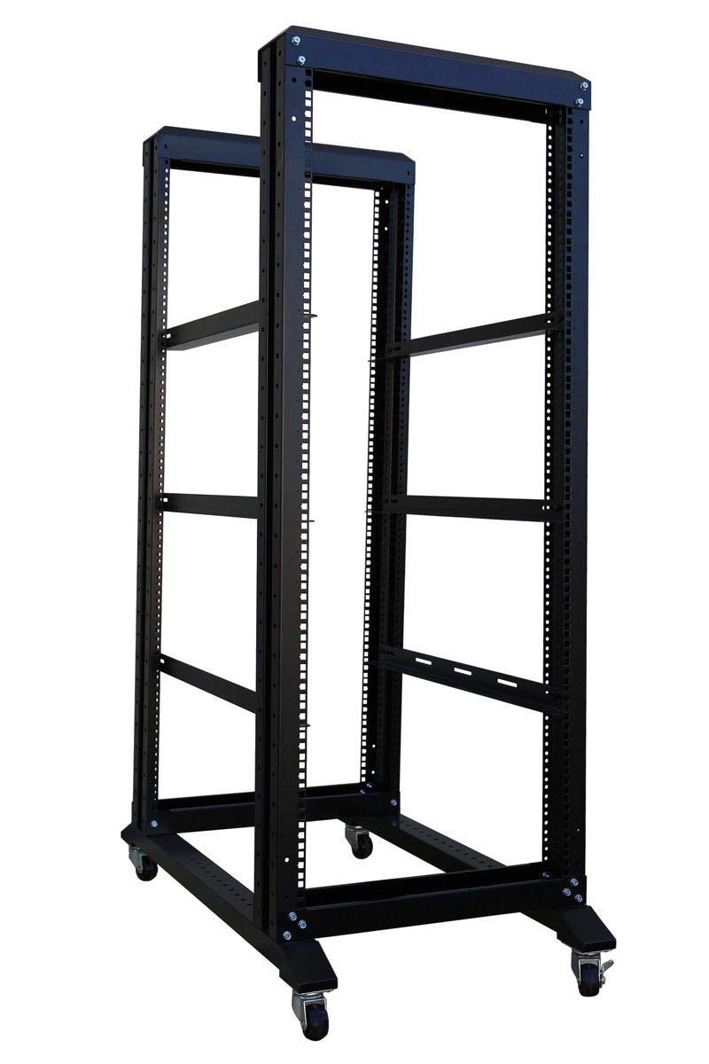 27U 4-Post Open Frame Server Rack - 600mm Deep Network Equipment Cabinet with 3 Pairs of L Rails for Data Centers, Home Labs & IT Installations