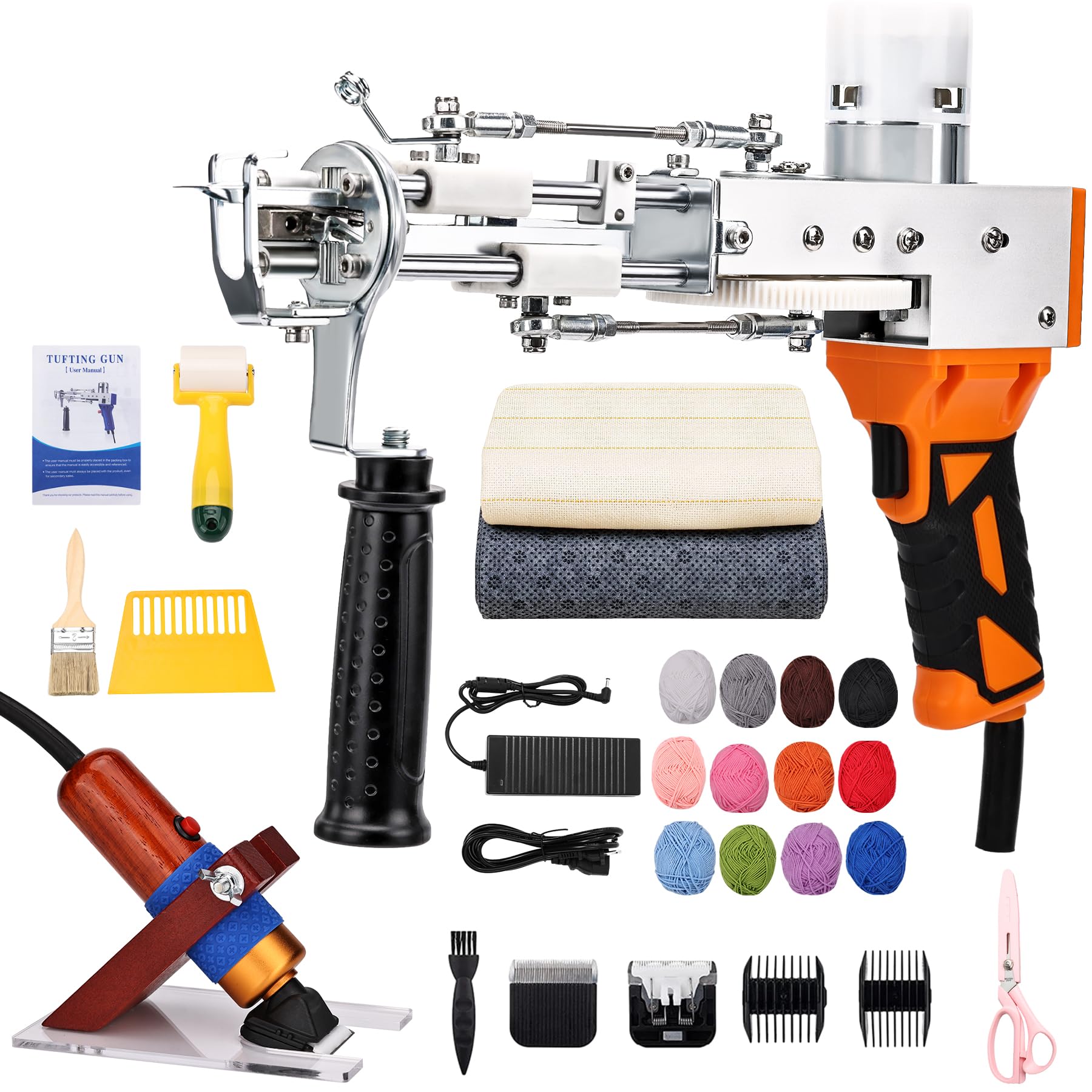 Zowwfast 2-in-1 Rug Tufting Gun Starter Kit with Carpet Trimmer - Cut Pile & Loop Pile Tufting Machine with Digital Speed Control, Non-Slip Grip - Perfect for DIY Home Decor, Custom Rugs, and Craft Projects