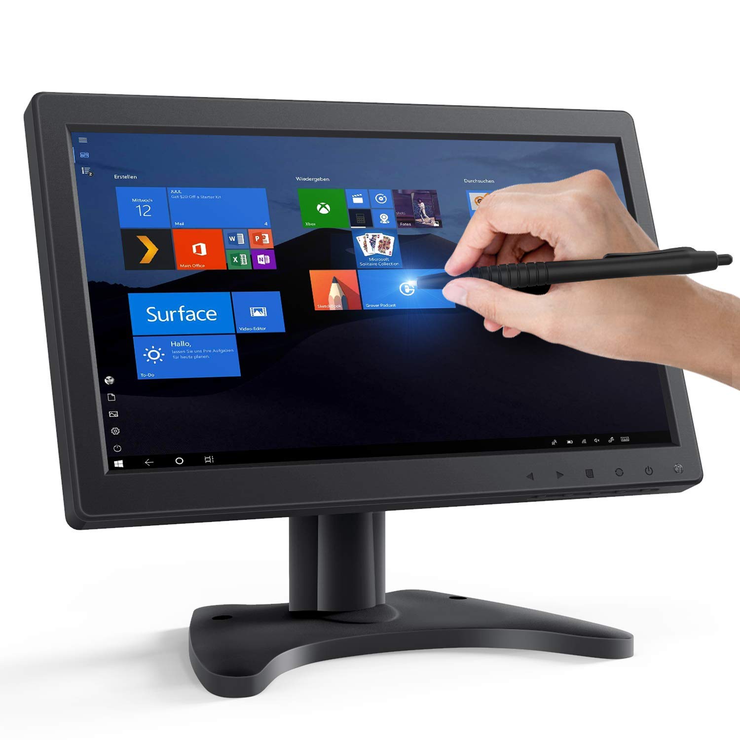 11.6 Inch Full HD 1080p Security Monitor - Compact Touch Screen Display with HDMI/VGA/USB Ports, Built-in Dual Speakers for Raspberry Pi, PC, Laptop & Mobile Phone - Ideal for Surveillance Systems, Digital Signage & Home Office Setup