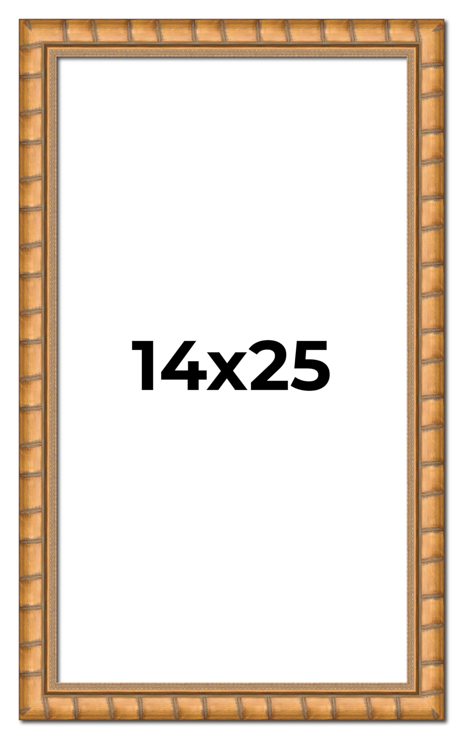 14x25 Inch Gold Real Wood Picture Frame - 1.5