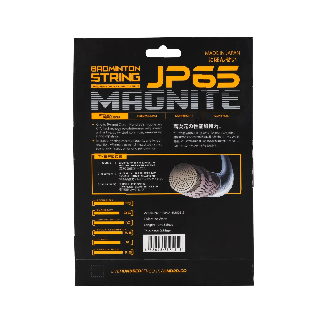 HNDRD JP65 Badminton String - High Performance Nylon Badminton Racket String for Durability & Control - Perfect for Competitive Play & Training Sessions