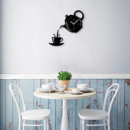 Creative DIY Acrylic Coffee Cup & Teapot 3D Wall Clock - Modern Kitchen, Living Room & Dining Room Decor - Unique Home Wall Clock for Coffee Lovers & Tea Enthusiasts