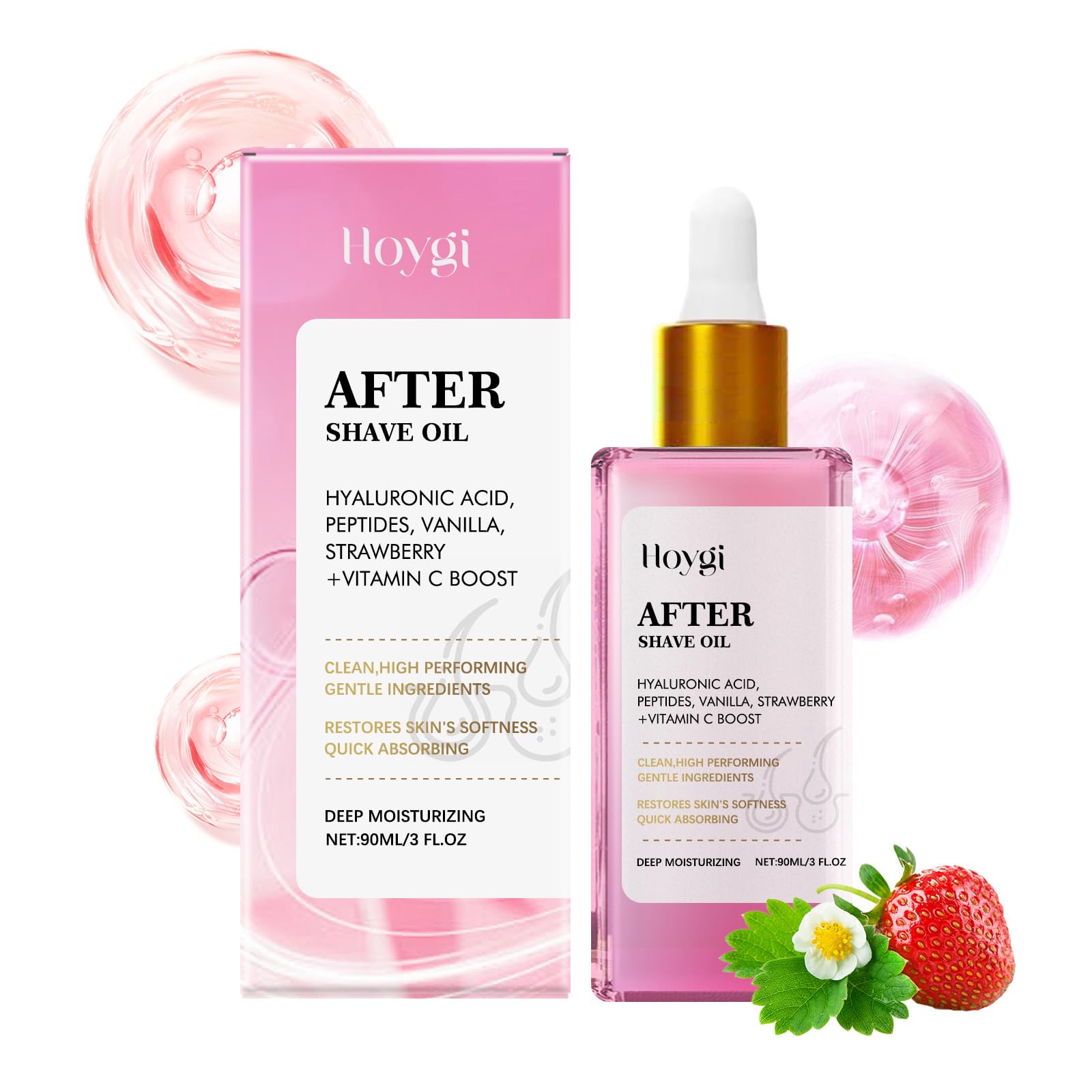 Strawberry Vanilla After Shave Oil for Smooth Skin - Alcohol-Free Shaving Oil Prevents Ingrown Hairs & Dryness - Suitable for All Skin Types - 3 Fl Oz - Perfect for Post-Shave Hydration & Sensitive Skin Care