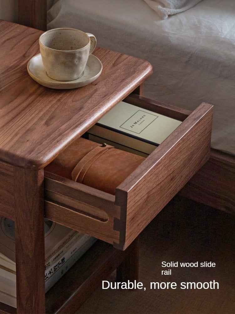 Solid Black Walnut and Ash Wood Nightstand with 2 Drawers - Stylish Bedside Storage Cabinet for Bedroom, Living Room, or Office