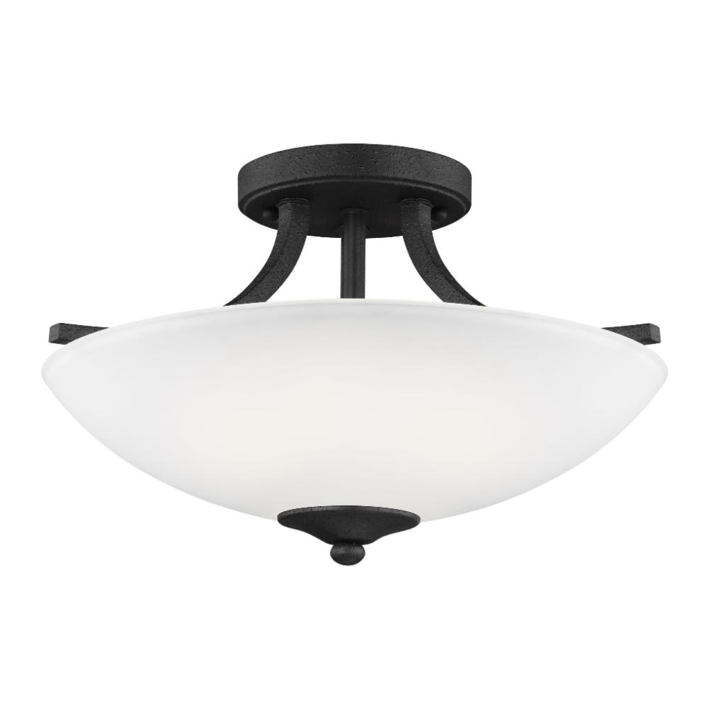 Barton 2-Light Semi Flush Mount Ceiling Pendant - Modern Lighting Fixture for Dining Room, Bedroom, or Entryway