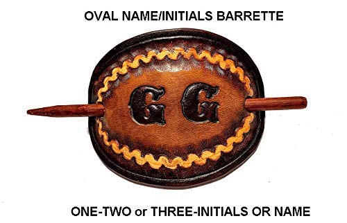 Personalized Leather Hair Barrette - Initials/Name Hair Clip for Ponytails & Updos