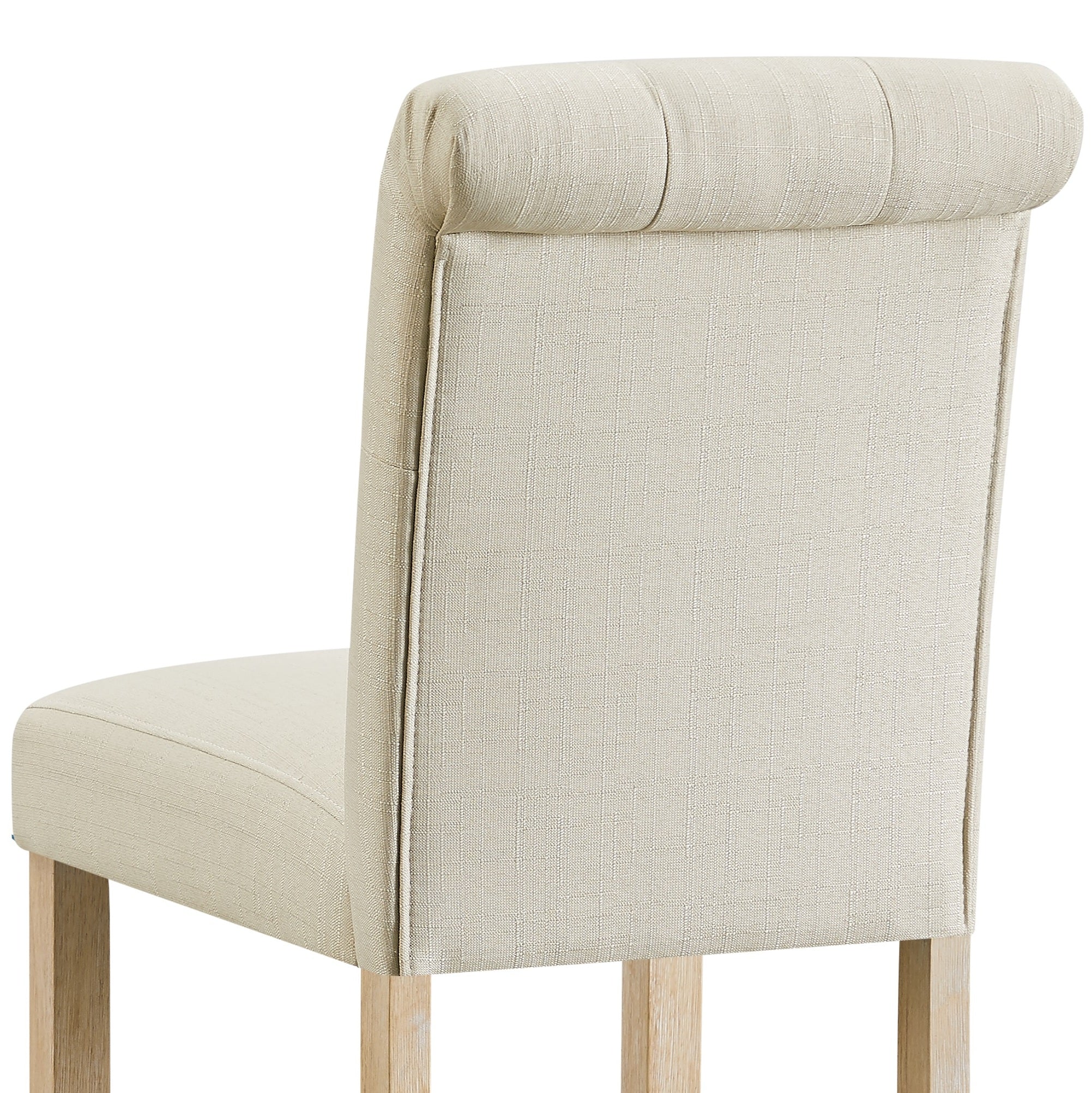 Roundhill Furniture Siena Counter Height Button Tufted Back Solid Wood Bar Stools, Tan, Set of 2 - Perfect for Kitchen Islands, Breakfast Nooks & Home Bars