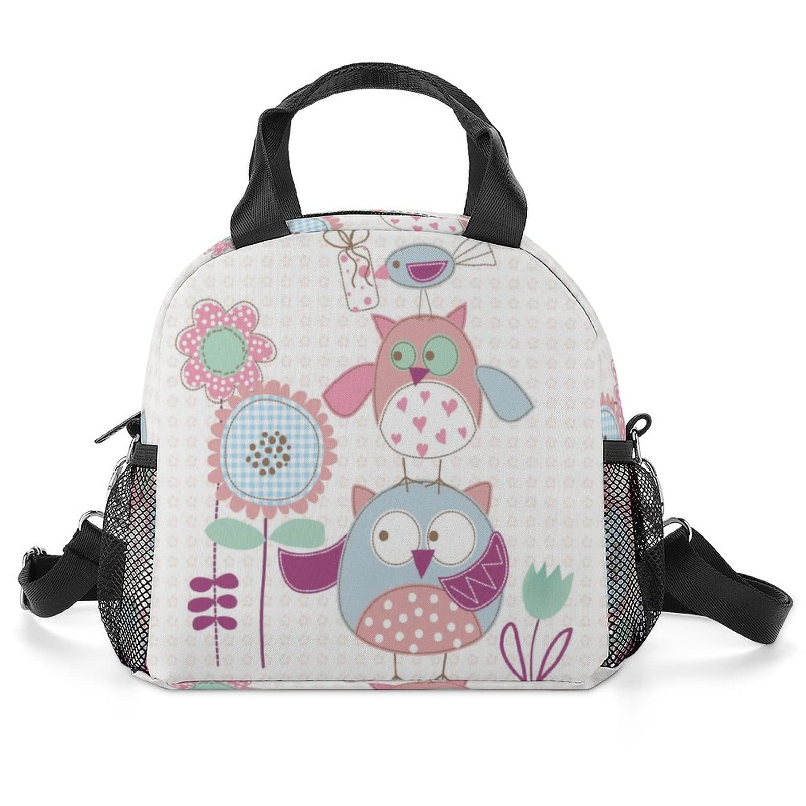 Portable Insulated Lunch Bag for Camping, Hiking, Fishing & School - Leakproof Cooler Lunch Box with Owl & Sunflower Design - Perfect for Outdoor Adventures, Picnics & Kids Daily Use