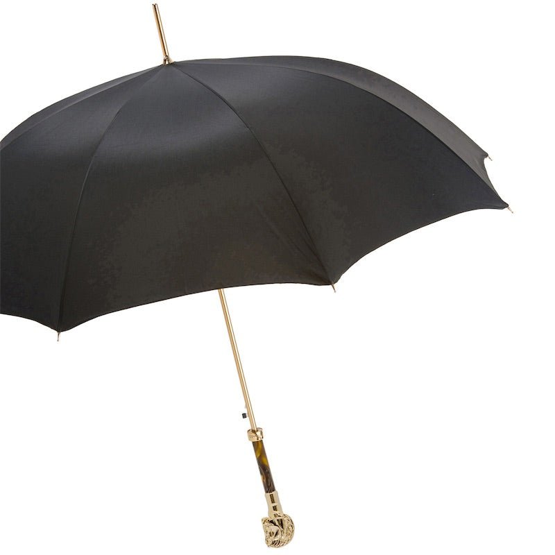 Luxury PASOTTI Horse Umbrella - Elegant Black & Gold Design for Men & Women - Perfect for Weddings, Formal Events & Rainy Days