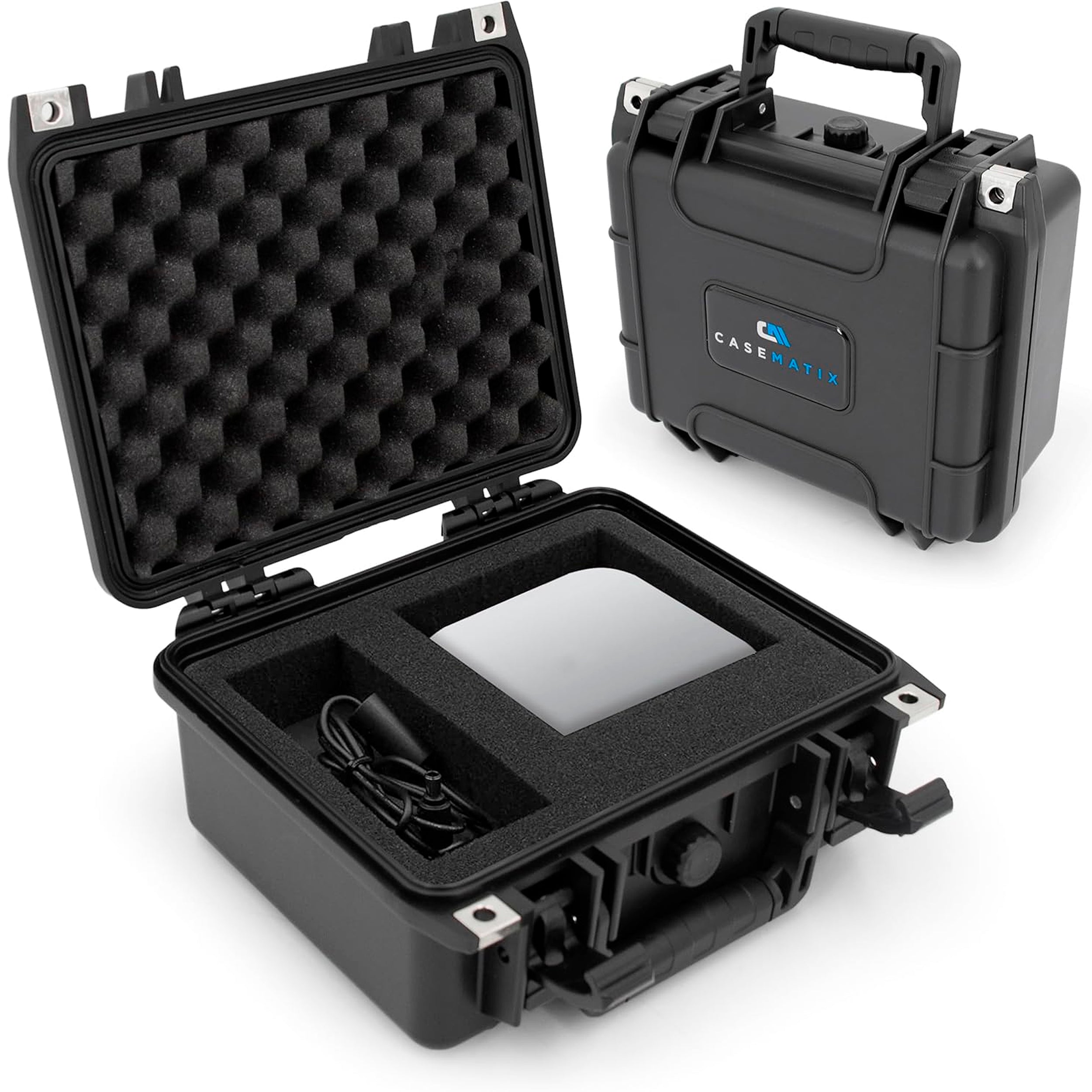 Waterproof Hard Shell Travel Case for Apple Mac Mini M4 2024 & Intel NUC Mini PC - Crushproof Protective Storage with Adapter Compartment | Perfect for Business Travel, Home Office & Tech Storage