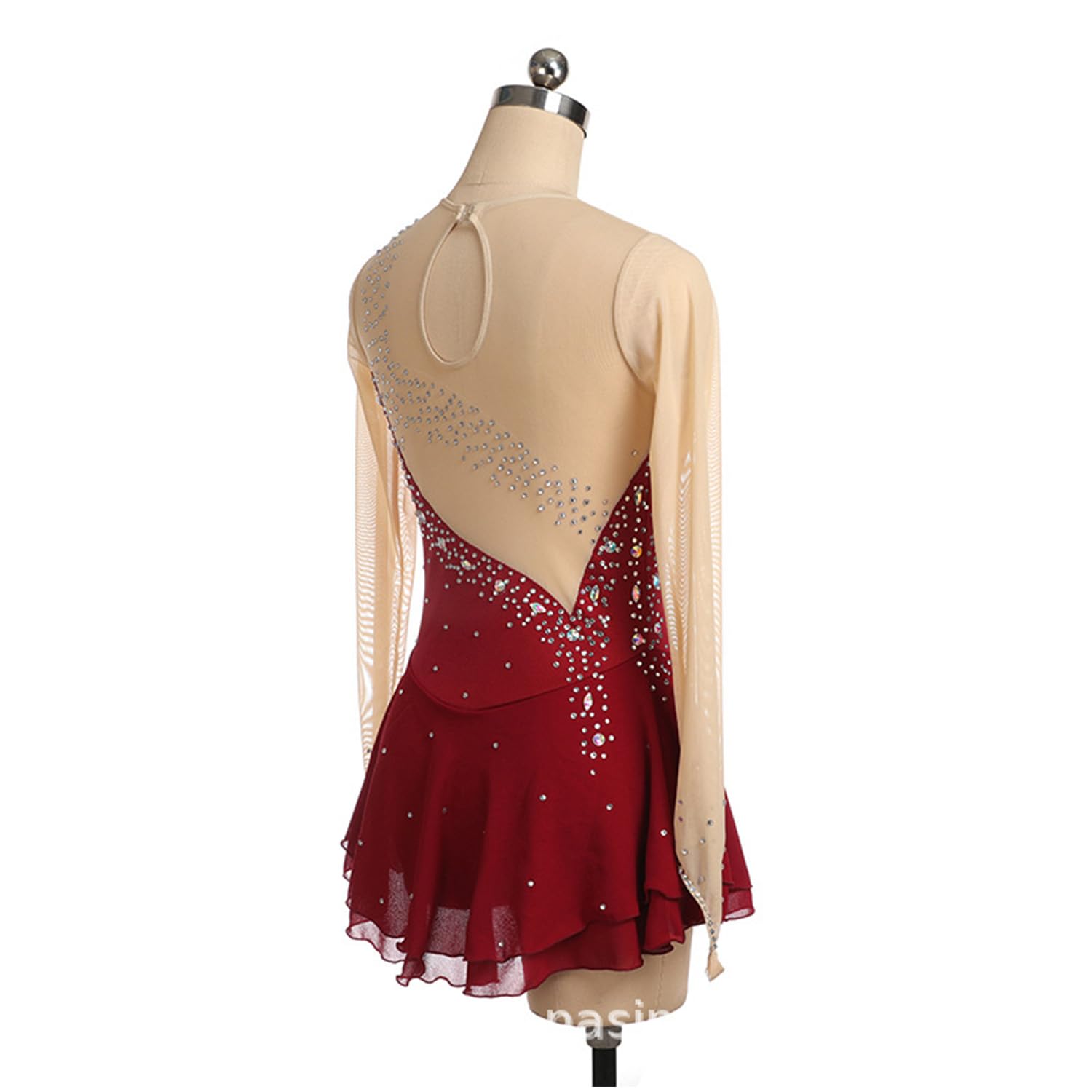 Women's Figure Skating Dress - Elegant Ballet & Lyrical Dance Costume with Long Sleeves for Ice Skating Competitions | Perfect for Performances, Recitals & Ice Shows