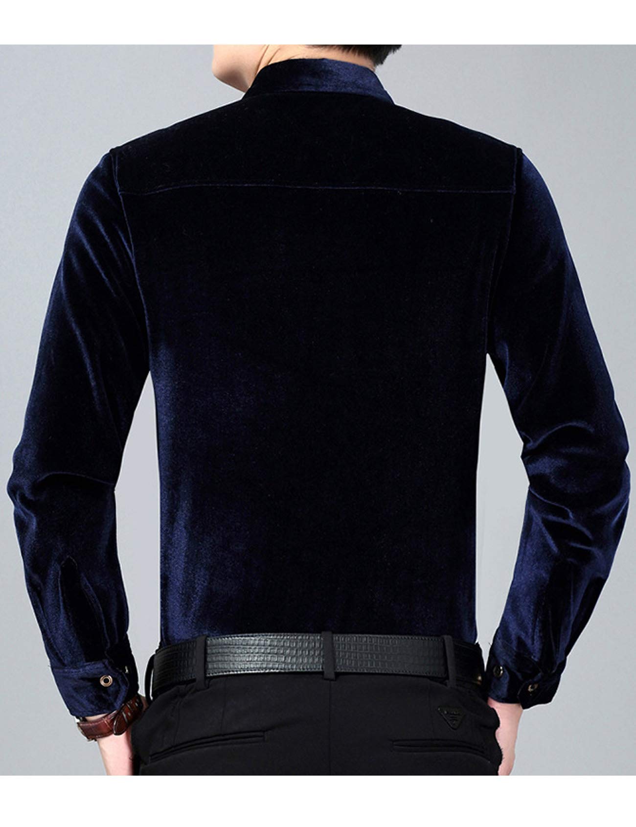 Best Men's Slim Fit Velvet Long Sleeve Shirt for Autumn - XL Black | Comfortable & Stylish Fall Fashion for Work, Date Night & Casual Outings