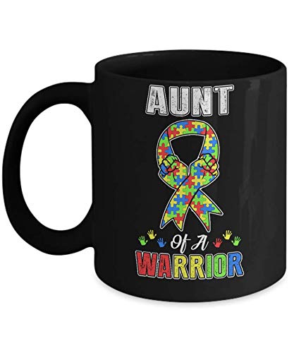 Autism Awareness Gift Mug - 11OZ Inspirational Coffee Cup with 'Aunt of a Warrior' Design - Perfect for Supportive Aunts, Teachers & Caregivers - Great for Coffee, Tea or Office Use