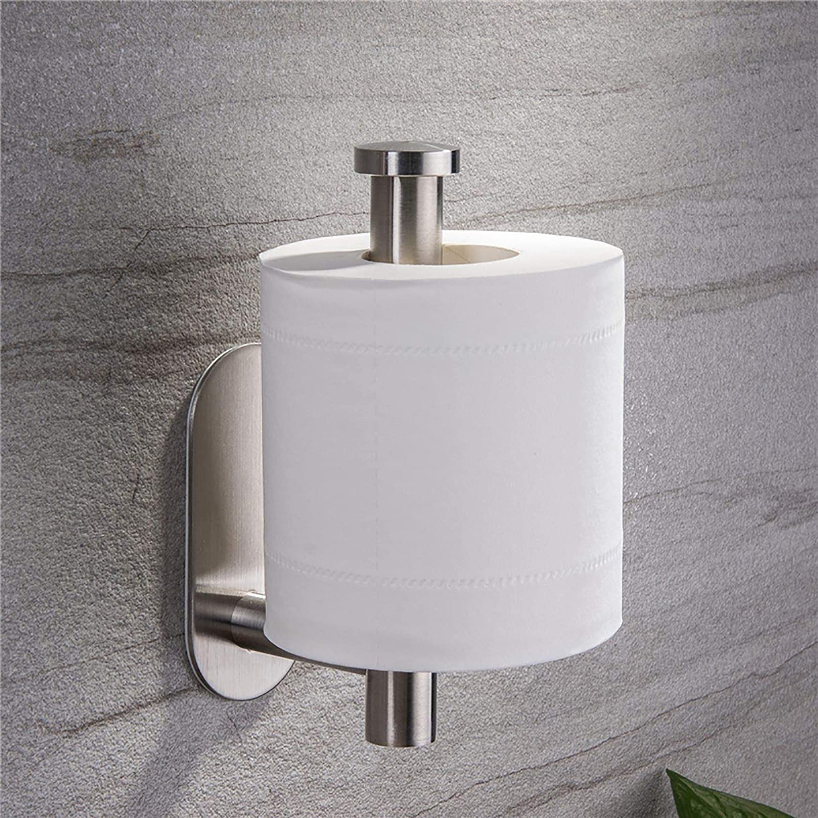 No Drill Self Adhesive Toilet Paper Holder - Stainless Steel Brushed Bathroom Tissue Roll Mount (Silver) | Space Saving Solution for Small Bathrooms & RVs