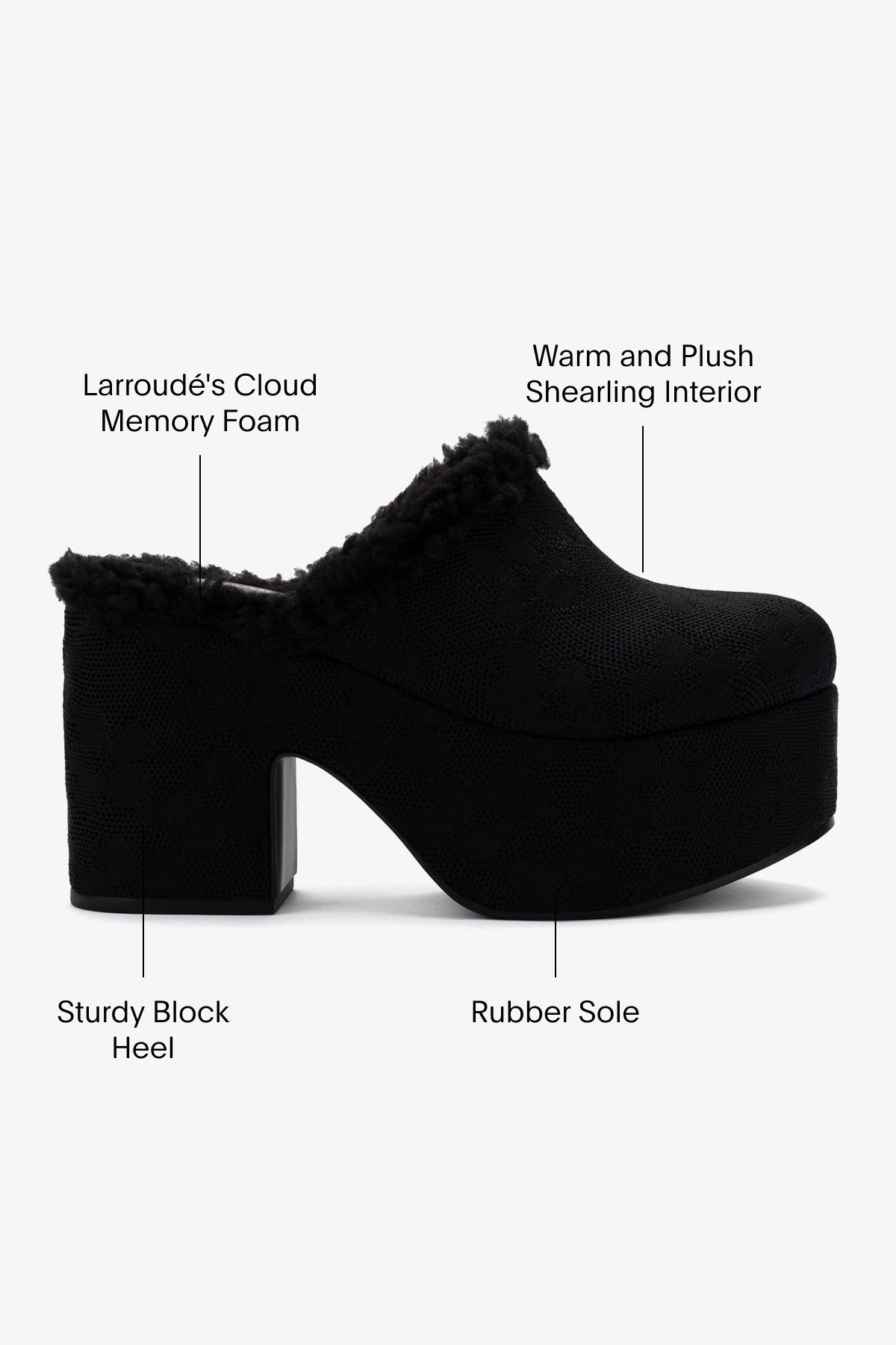 Comfortable Miso Platform Clog Shoes - Black Knit Design for Women | Perfect for Home, Garden & Casual Outings