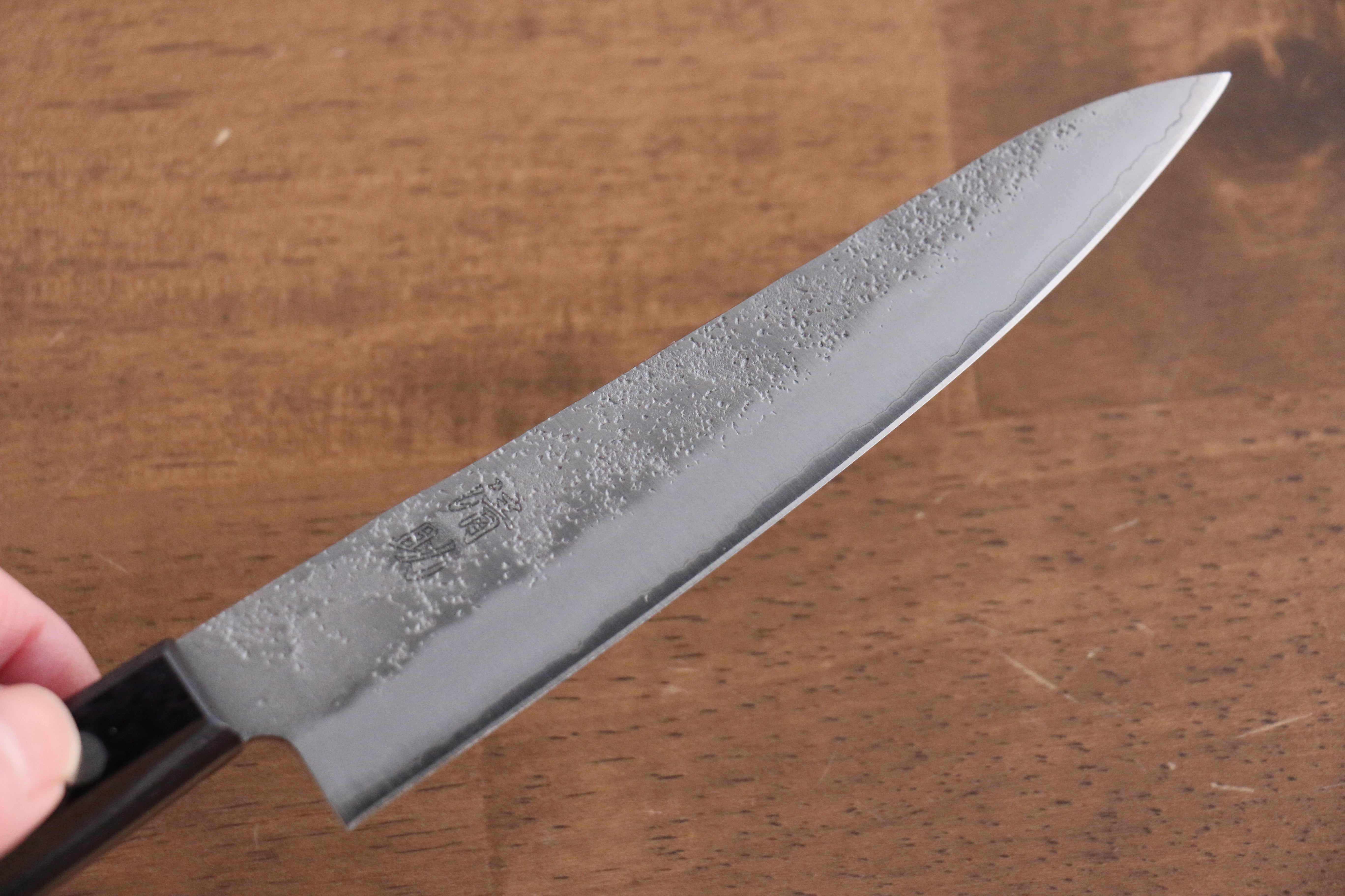 Seisuke Budou Silver Steel No.3 Nashiji Petty Utility Knife 135mm with Purple Pakka Wood Handle - Perfect for Slicing, Peeling & Precision Kitchen Tasks