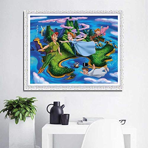 BETTER SELECTION DIY 5D Diamond Painting Kit for Adults - Peter Pan & Wendy Flying Over The Sea Full Drill Diamond Art, Cross Stitch Embroidery Craft Supplies for Home Wall Decor, Gift, Relaxation & Stress Relief