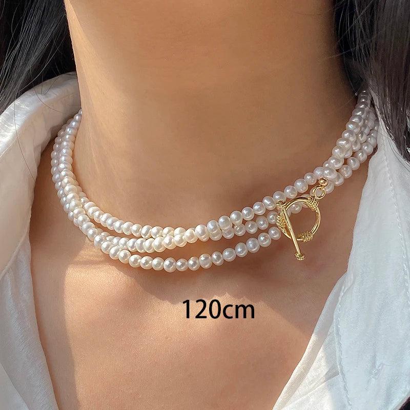 Elegant White Freshwater Pearl Necklace for Women - Wedding, Bridal, Anniversary Gift - Sweater Chain Style Jewelry - Perfect for Bridal Party, Date Night & Special Occasions