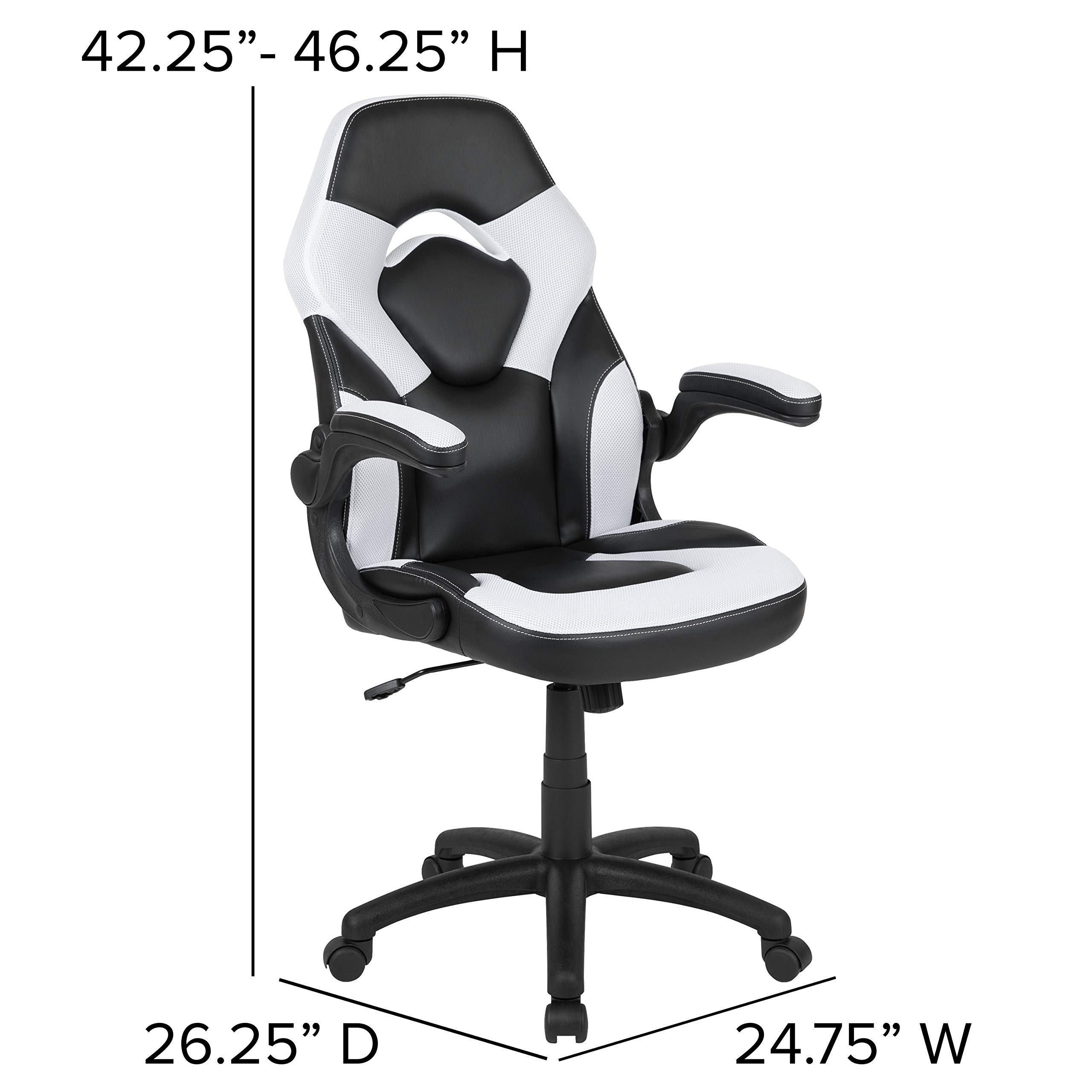 Premium Gaming Desk & Ergonomic Racing Chair Set - Black/White with Cup Holder, Headphone Hook & Removable Mouse Pad - 2 Cable Management Holes - Perfect for Esports, Streaming & Home Office Setup