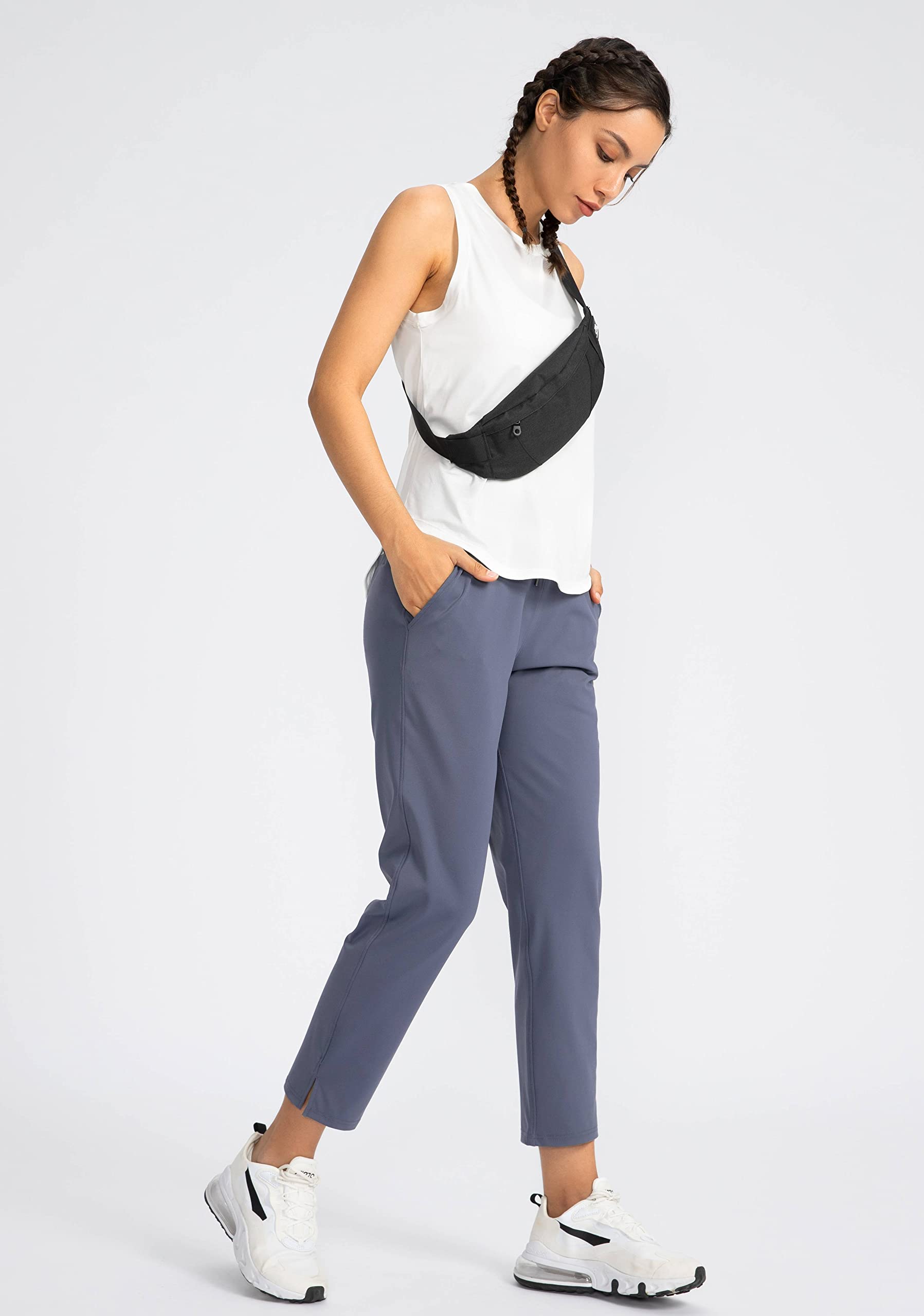 Soothfeel Women's High Waisted Sweatpants - 7/8 Length Stretch Pants with 4 Pockets for Travel, Yoga, Golf & Workout | Comfortable Athletic Pants for Women