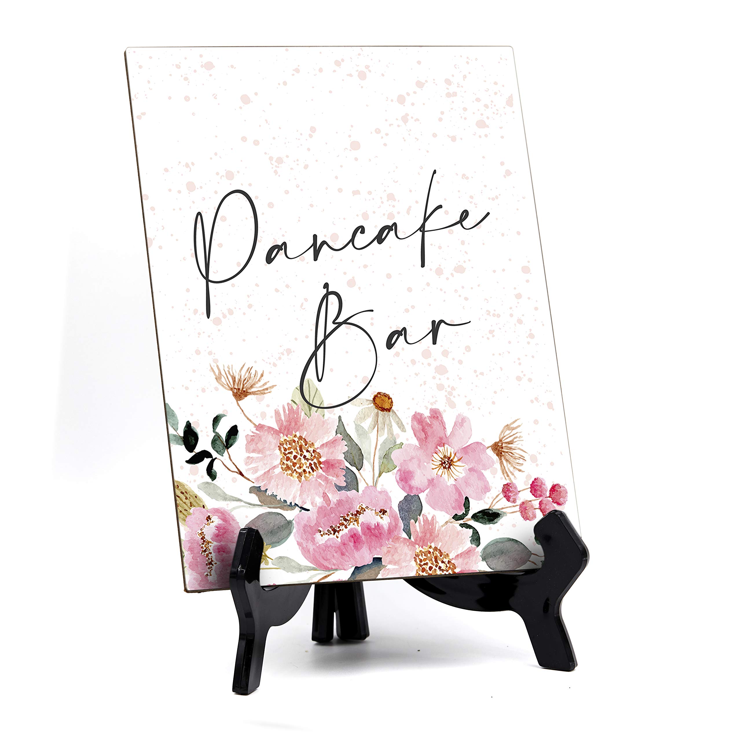 Floral Watercolor Pancake Bar Table Sign with Easel - 6