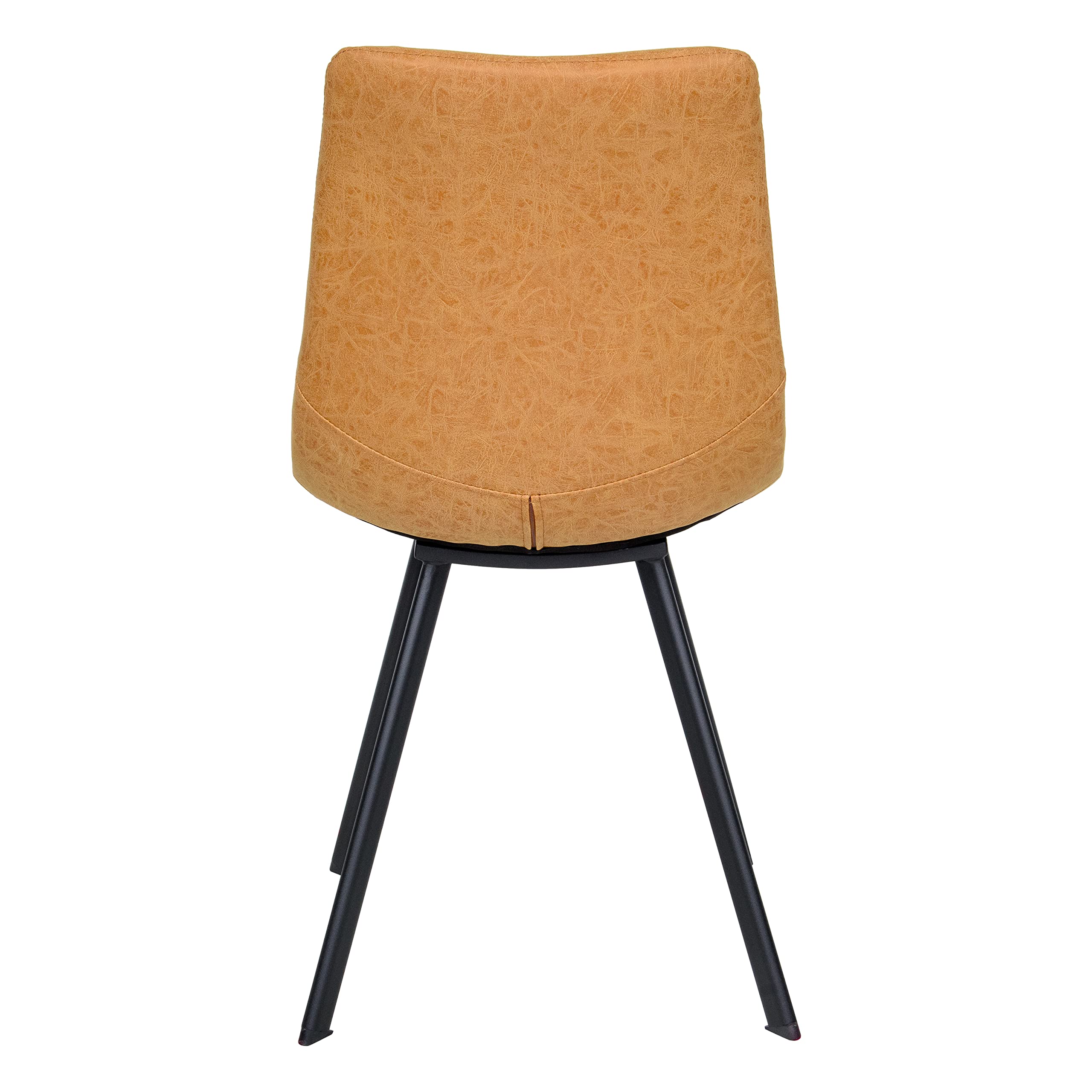 LeisureMod Dining Chairs Set of 2 - Modern Upholstered Leather Accent Chairs with Powder-Coated Metal Base for Dining Room, Living Room & Kitchen (Markley Series, Light Brown) - Perfect for Entertaining Guests & Family Meals