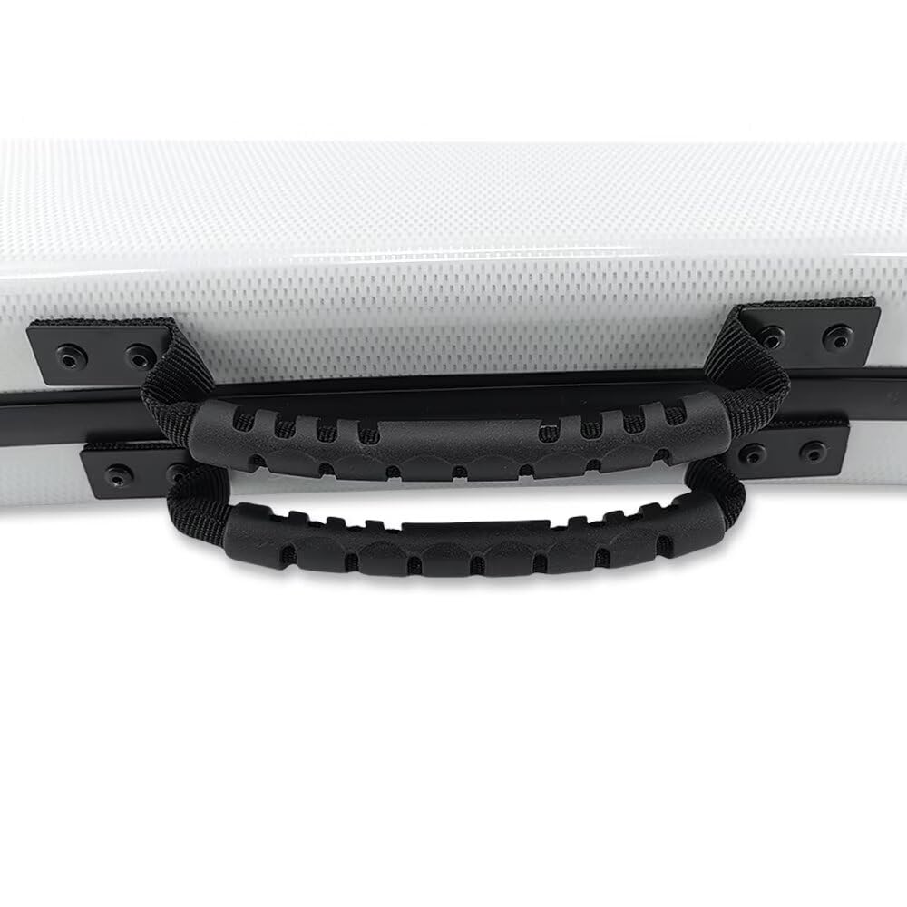Premium White Upright Double Bass Bow Case - Holds 1-2 French/German Bows - Carbon Fiber Hard Protection Case with Adjustable Shoulder Strap - Ideal for Orchestra Performances, Music School & Professional Musicians