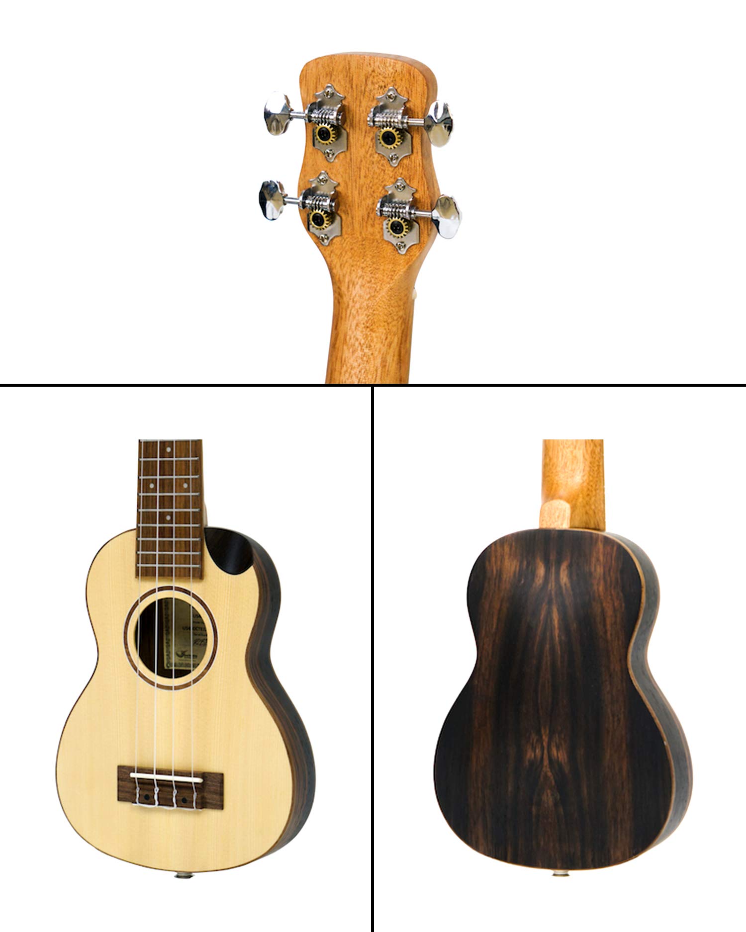 Solid Sitka Travel Ukulele - Premium US490CTE Soprano-Size Ukulele for Travelers | Best Portable Musical Instrument for Road Trips & Camping | Includes Durable Travel Case - Perfect for Beginners, Beach Vacations & Outdoor Adventures