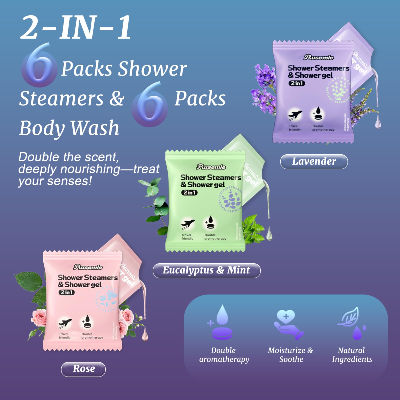 Aromatherapy Shower Steamers & Body Wash Gift Set - 6 Pack Shower Bombs with Essential Oils + 6 Pack Body Wash, Perfect Birthday Gifts for Women, Teacher Appreciation, Graduation, Mothers Day Gifts for Mom, Wife, Grandma - Relaxing Spa Experience at Home