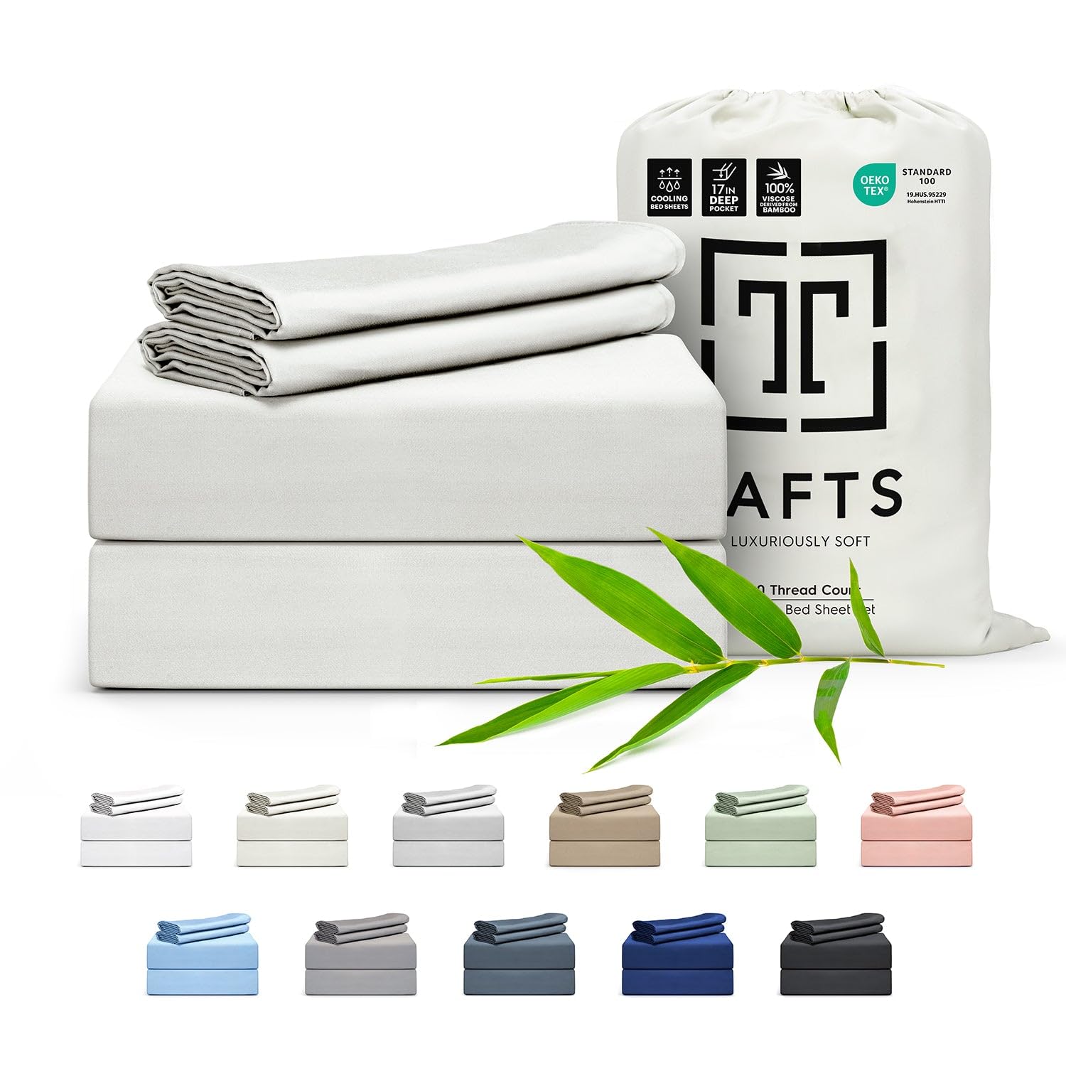Tafts Queen Sheets Set - 100% Bamboo Viscose Bedding, Ultra Soft & Cooling Sheets with Double Stitched Edges, Lifetime Quality Guarantee (Ivory White) - Perfect for Hot Sleepers & Luxury Bedroom Decor