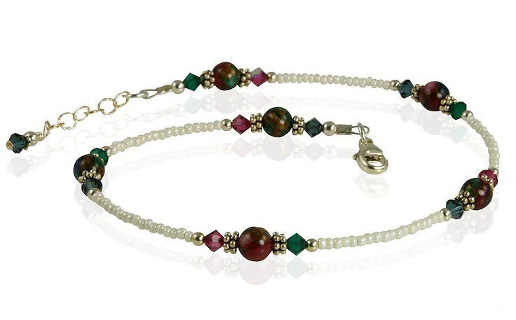 Elegant Cream Jewels Quartz Pyrite Beaded Anklet Bracelet for Women - Boho Chic Ankle Jewelry for Beach, Summer & Festival Outfits
