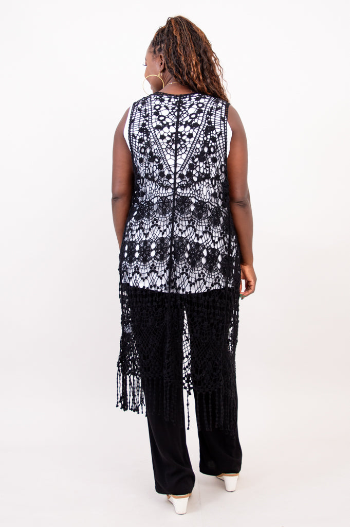 Elegant Black Lace Vest for Women - Fashionable Sheer Mesh Top - Perfect for Evening Parties, Date Nights & Special Occasions